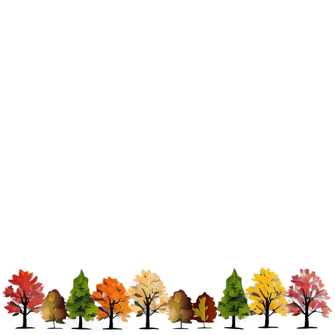 a row of trees with autumn leaves