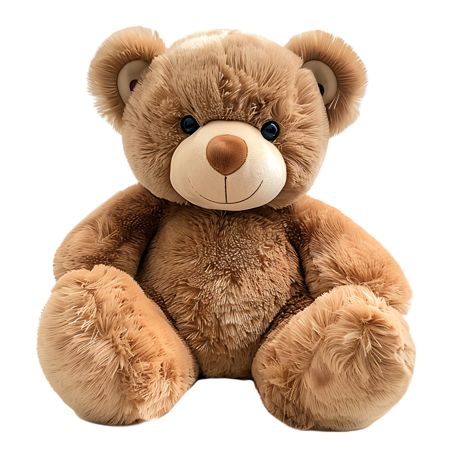 a teddy bear sitting on a white surface