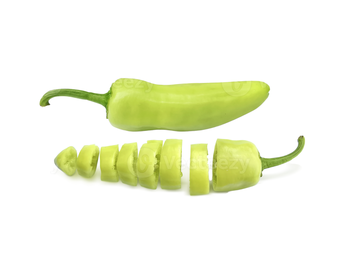 two green peppers on a white background