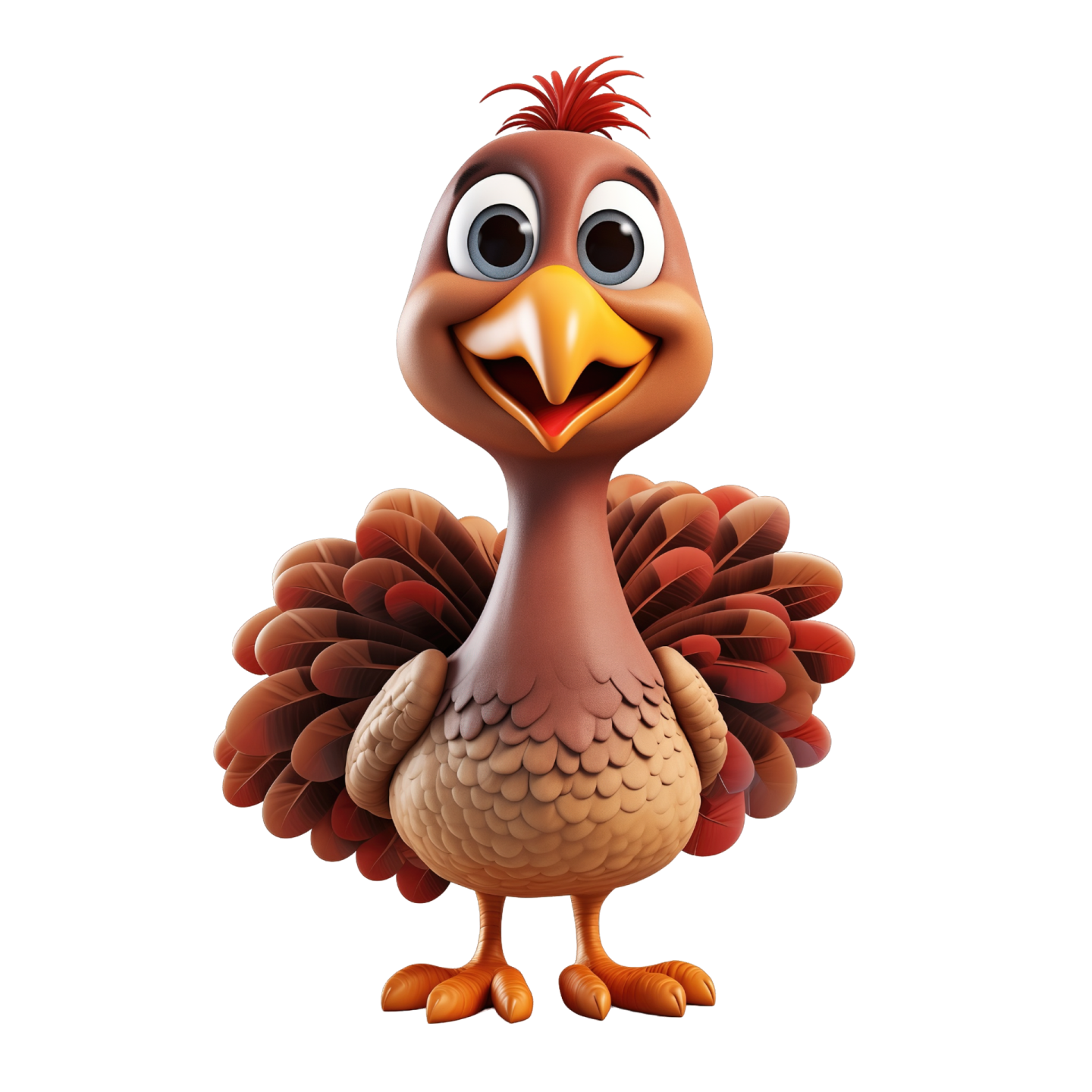 a cartoon turkey with big eyes