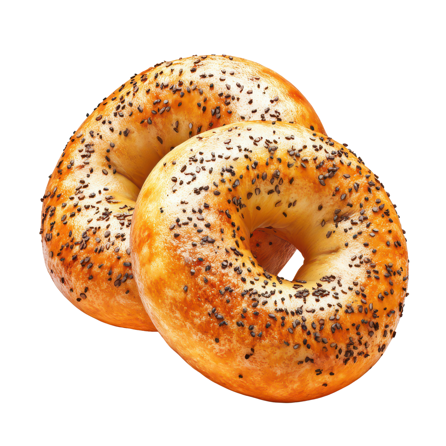 two bagels on a white background