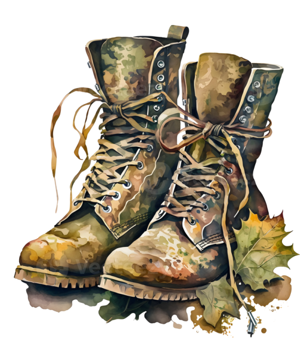 a watercolor painting of a pair of boots