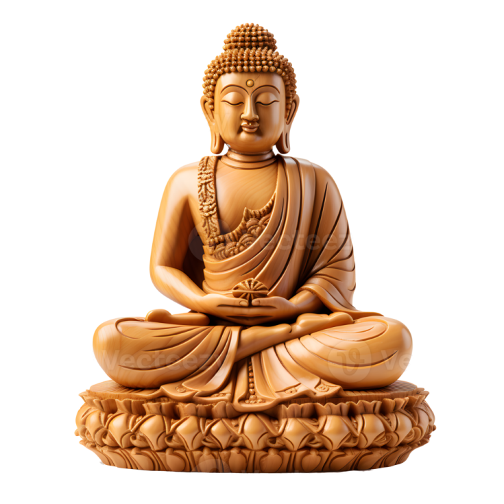 a buddha statue on a white background