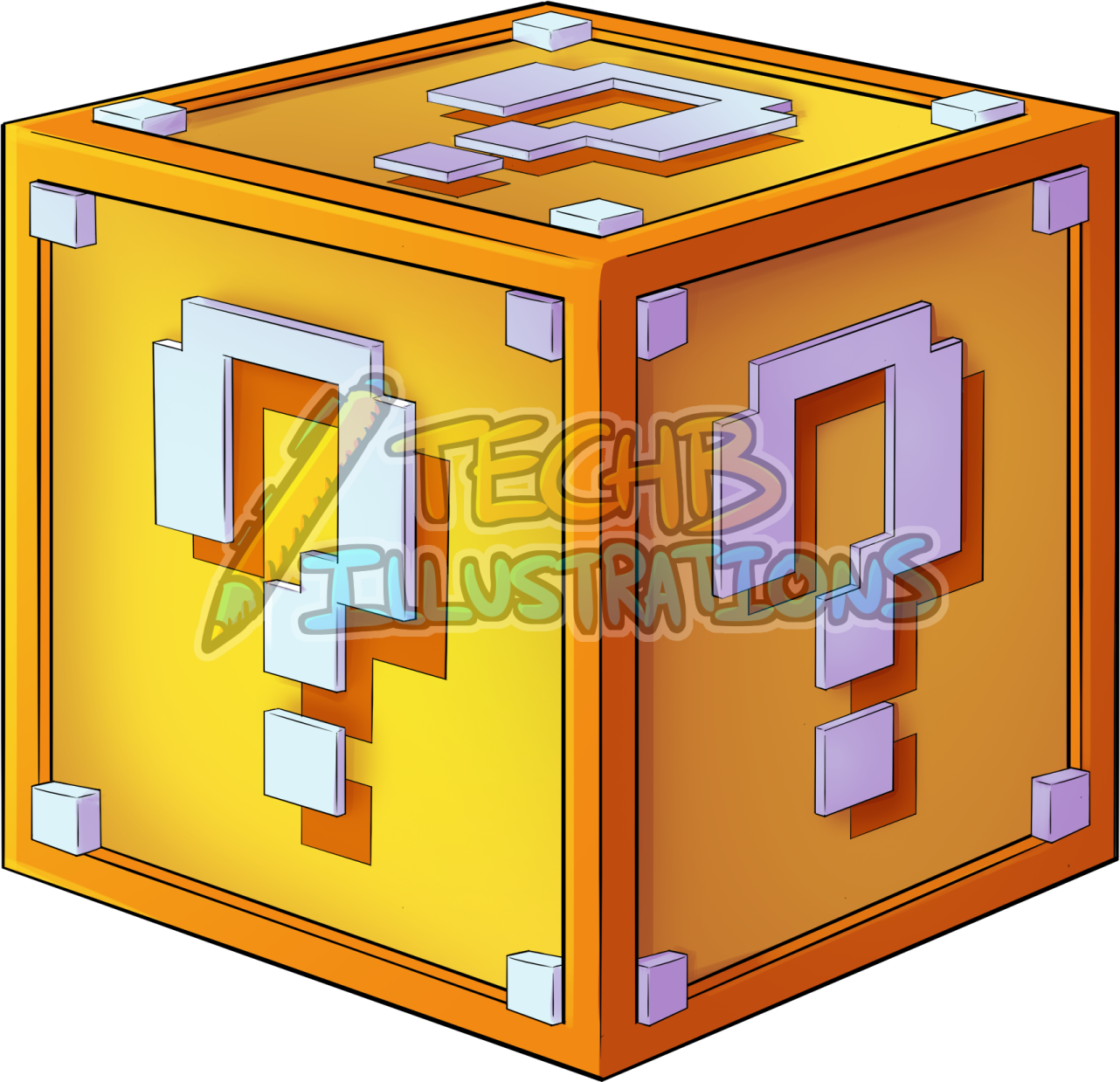 an orange cube with the letter f on it