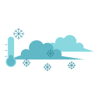 a blue cloud with snow flakes on it