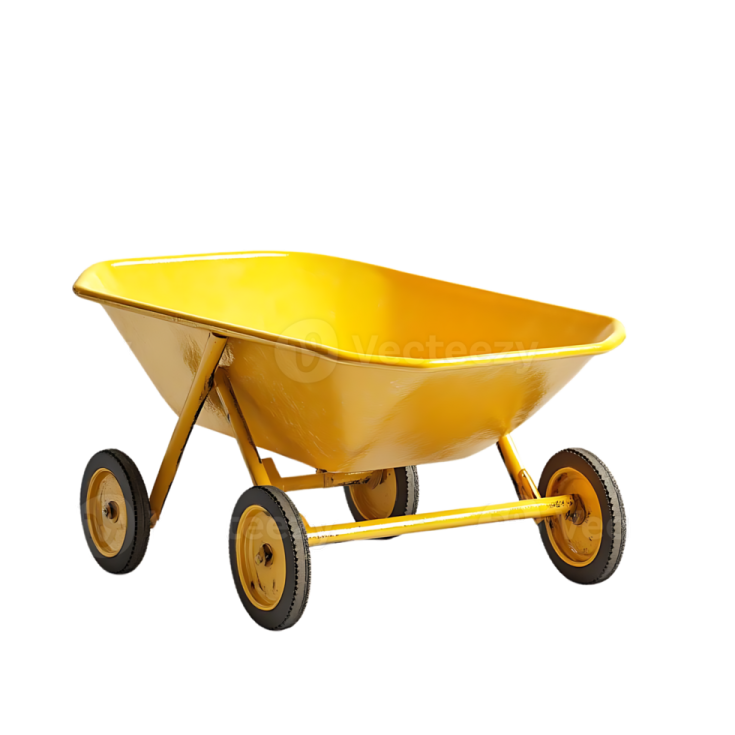 a yellow wheelbar with wheels on a white background