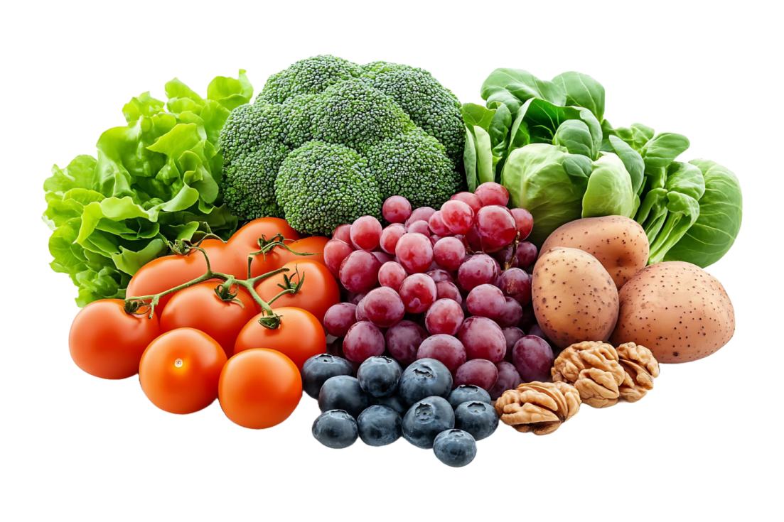 a variety of fruits, vegetables and nuts