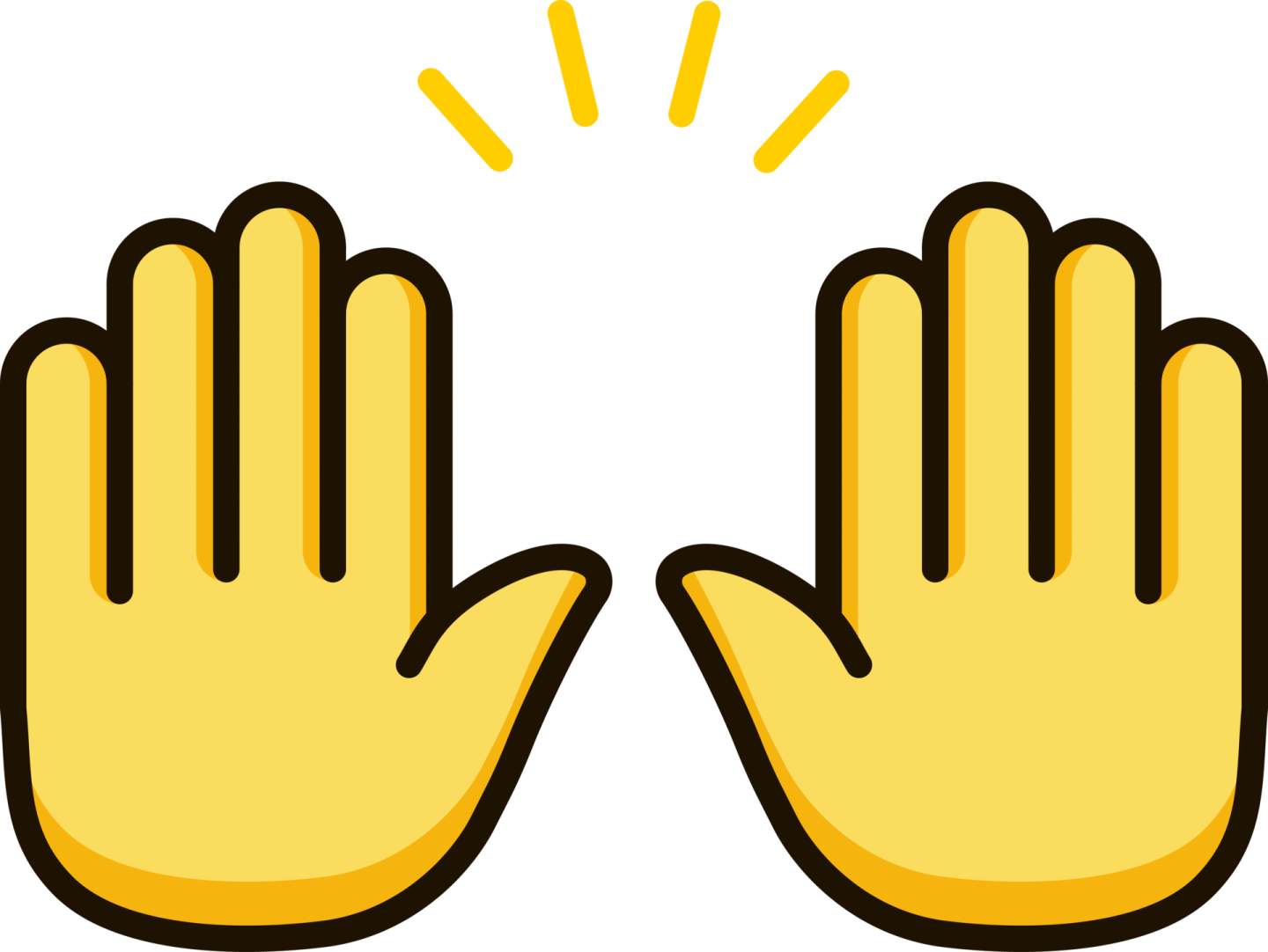 two hands with the sun shining above them