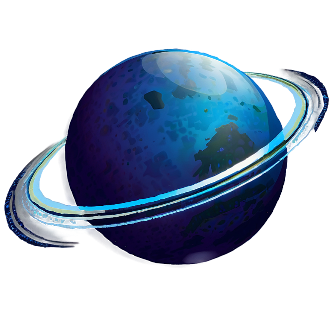 a blue planet with two rings around it