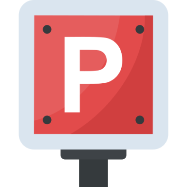 a parking sign with the letter p