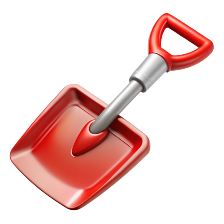 a red shovel on a white background