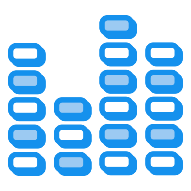 a white background with blue squares on it