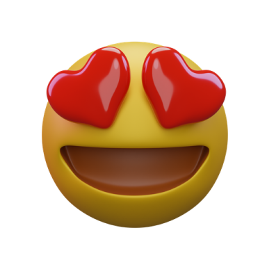 a smiley face with two hearts on it