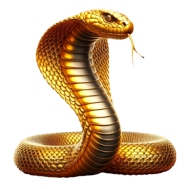 a gold cobra on a white background