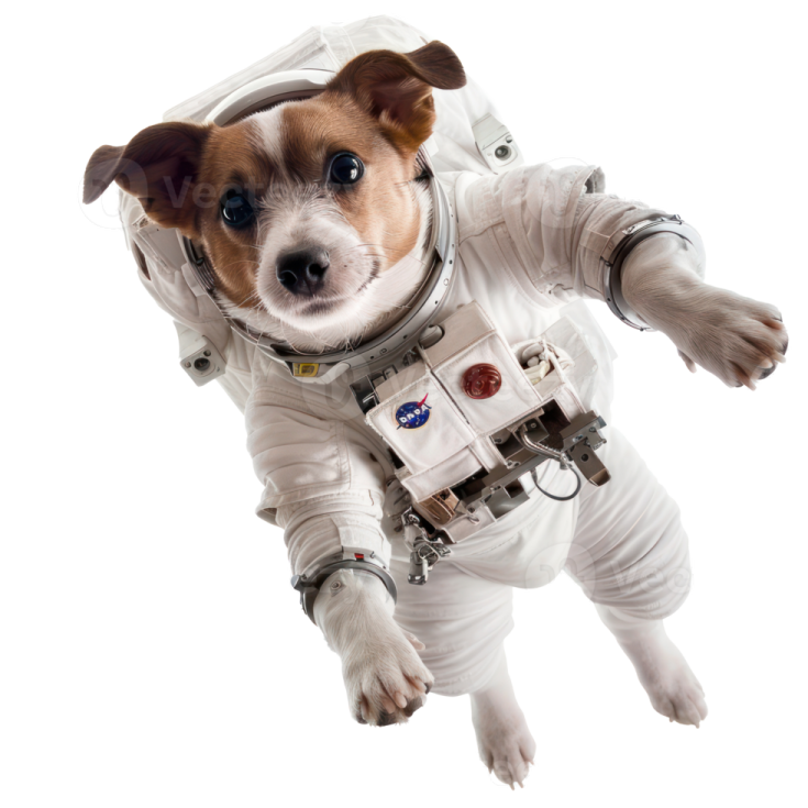 a small dog dressed as an astronaut