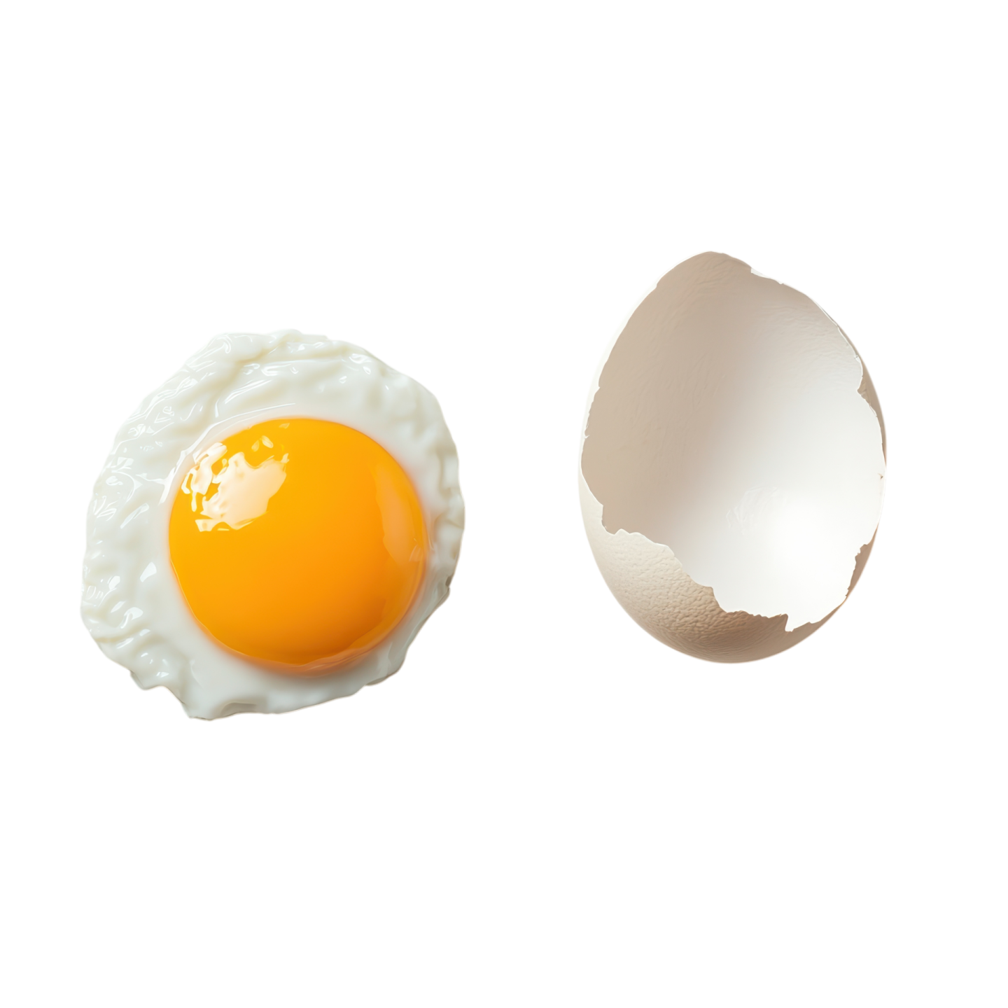 an egg and a broken egg on a white background
