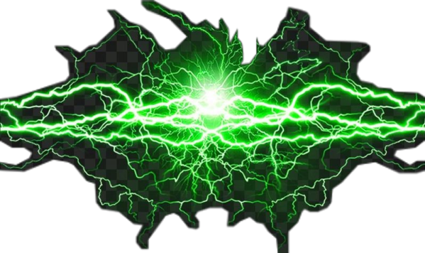 a green lightning bolt on a white background
