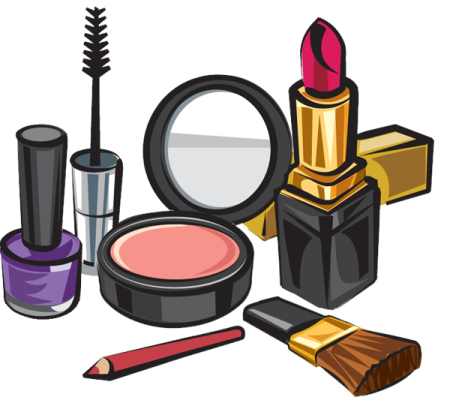 a set of cosmetics and makeup products