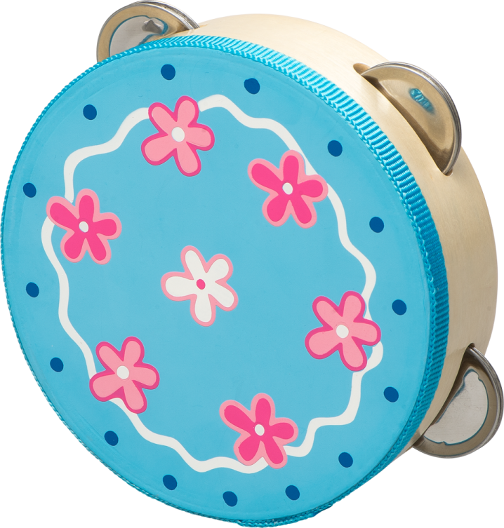 a blue plate with pink flowers on it