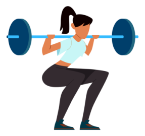 a woman squats with a barbell