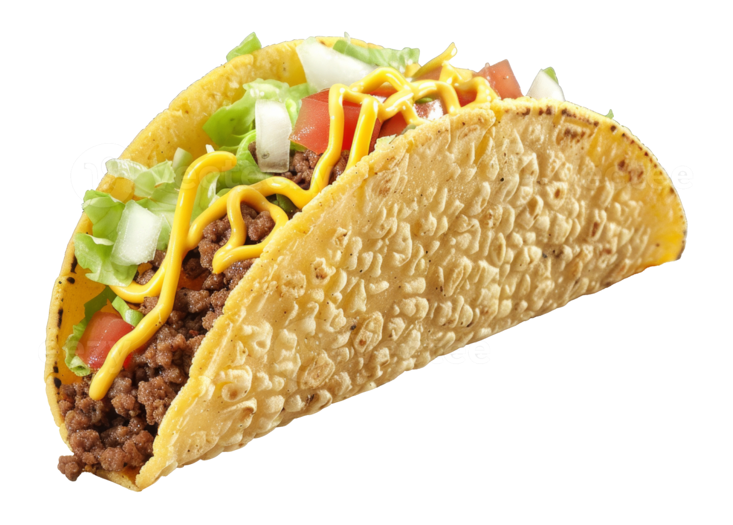 a tacoa filled with meat and cheese on a white background