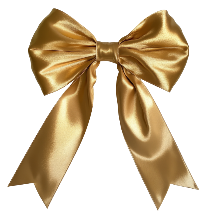 a gold bow on a white background
