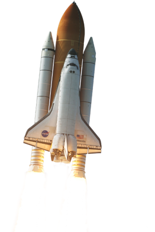 a space shuttle taking off into the sky