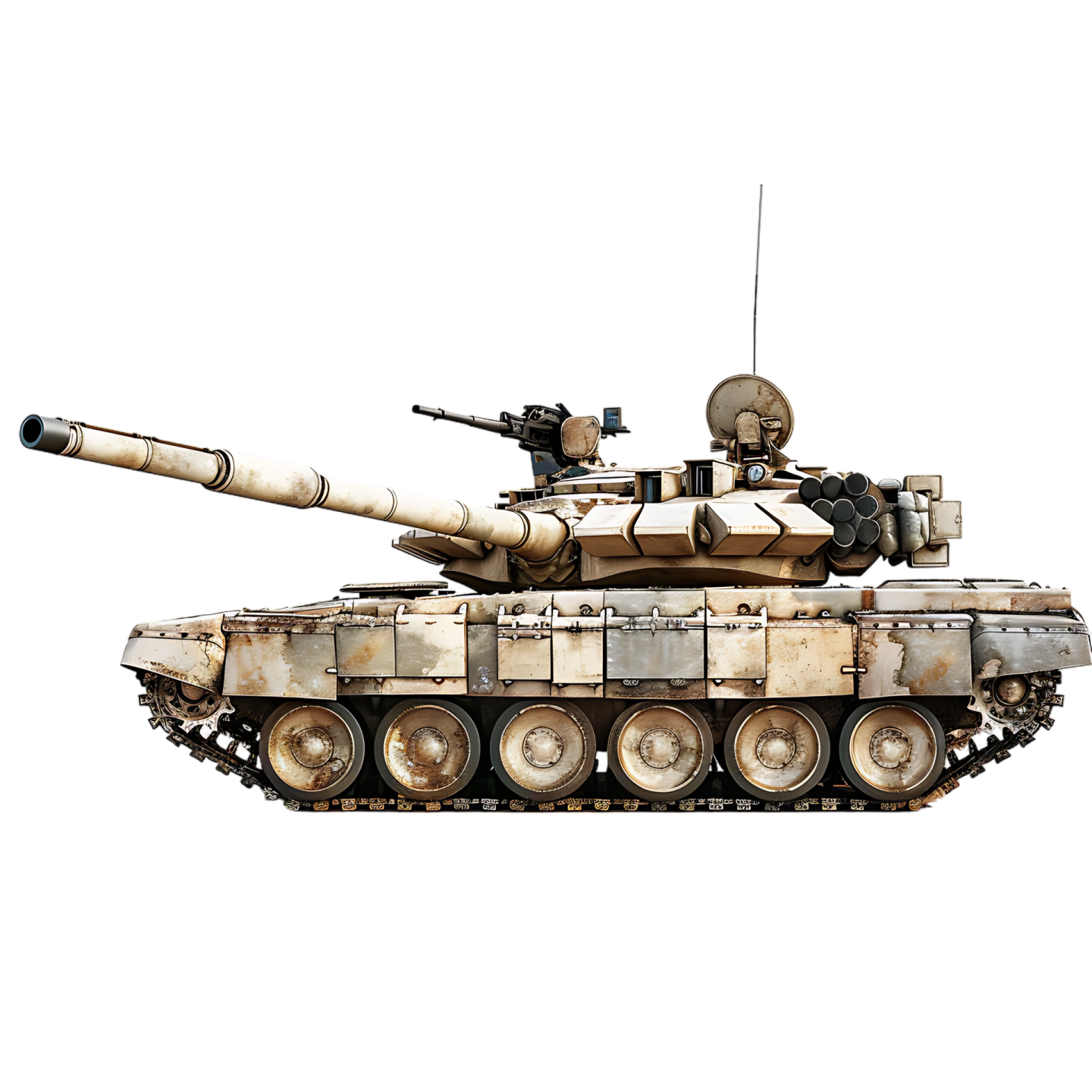 an old tank on a white background