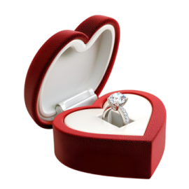 an engagement ring in a heart shaped box