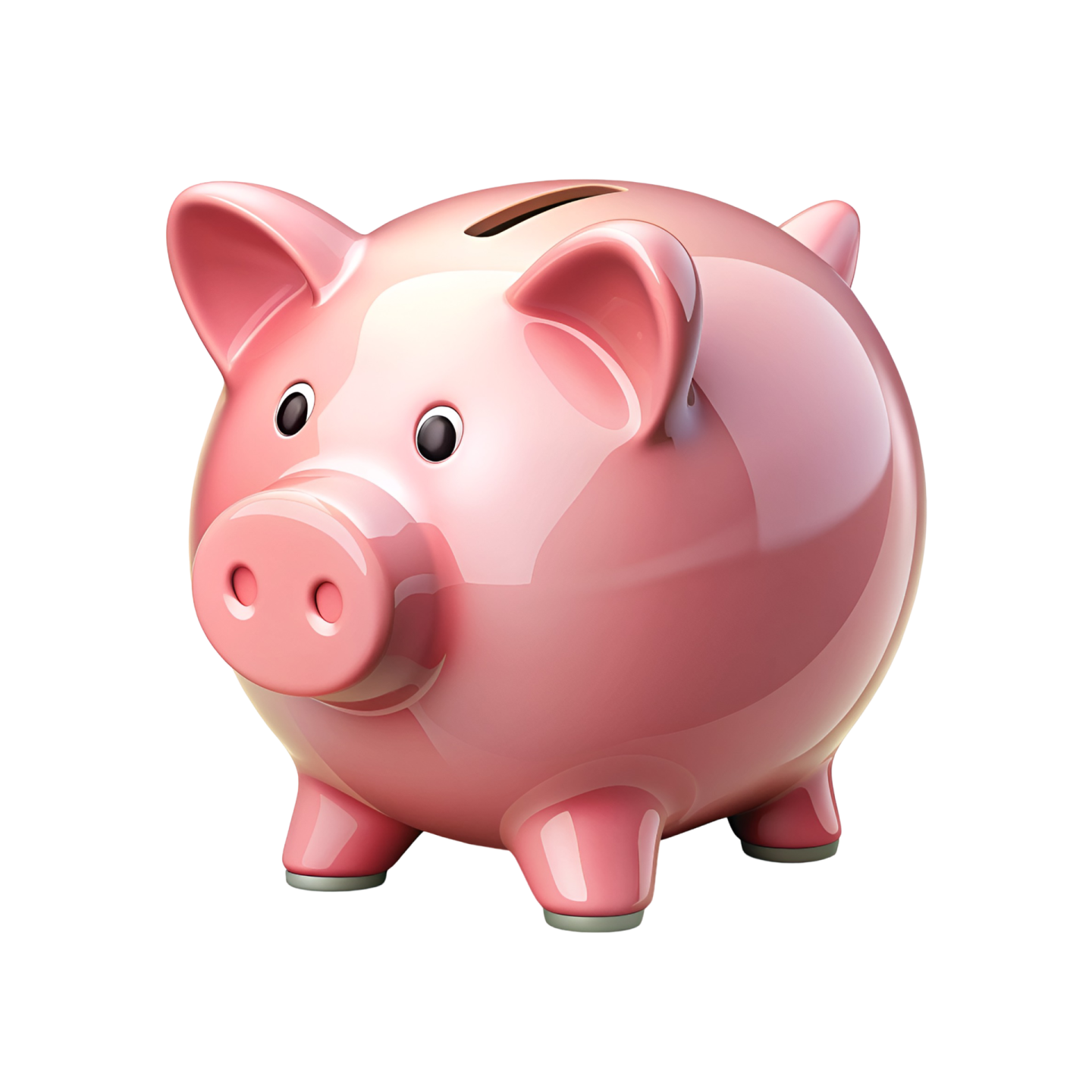 a pink piggy sitting on a white surface