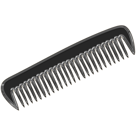 a black comb on a white background