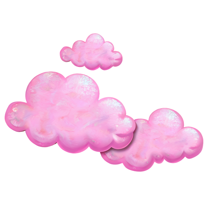 three pink clouds on a white background