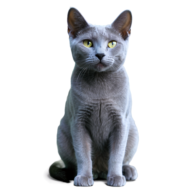 a gray cat sitting on a white surface