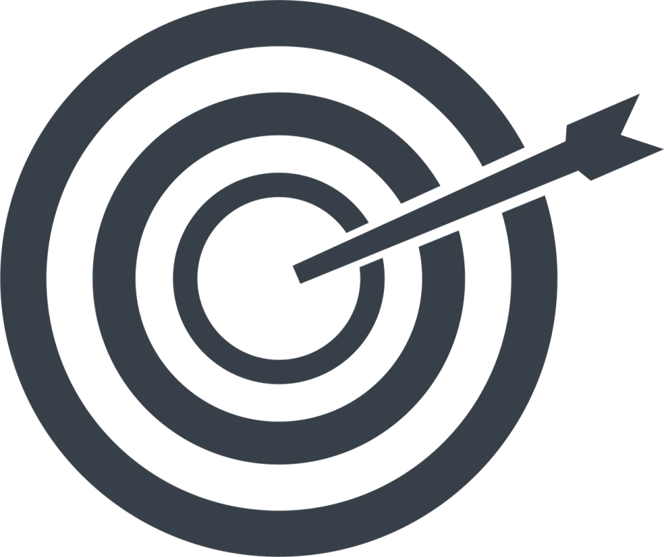 a dart hitting in the center of a target