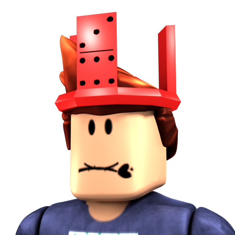 a lego man wearing a red hat and blue shirt