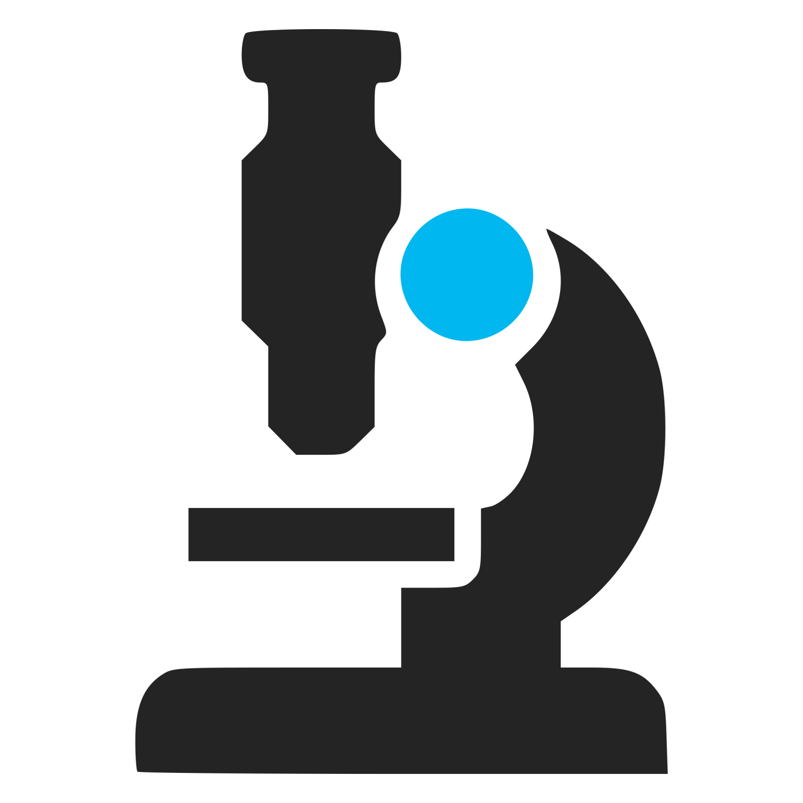 a black and white icon of a microscope