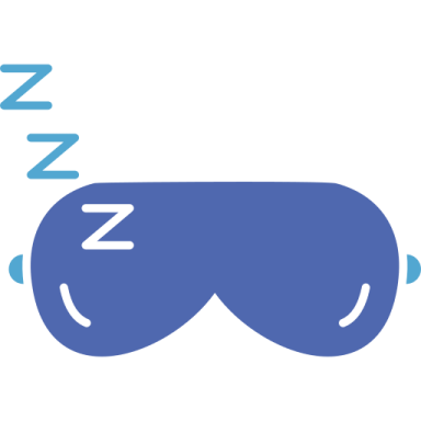 a blue sleeping mask with a white background