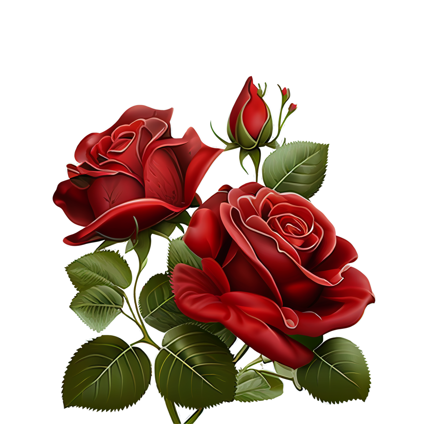 a bunch of red roses with green leaves