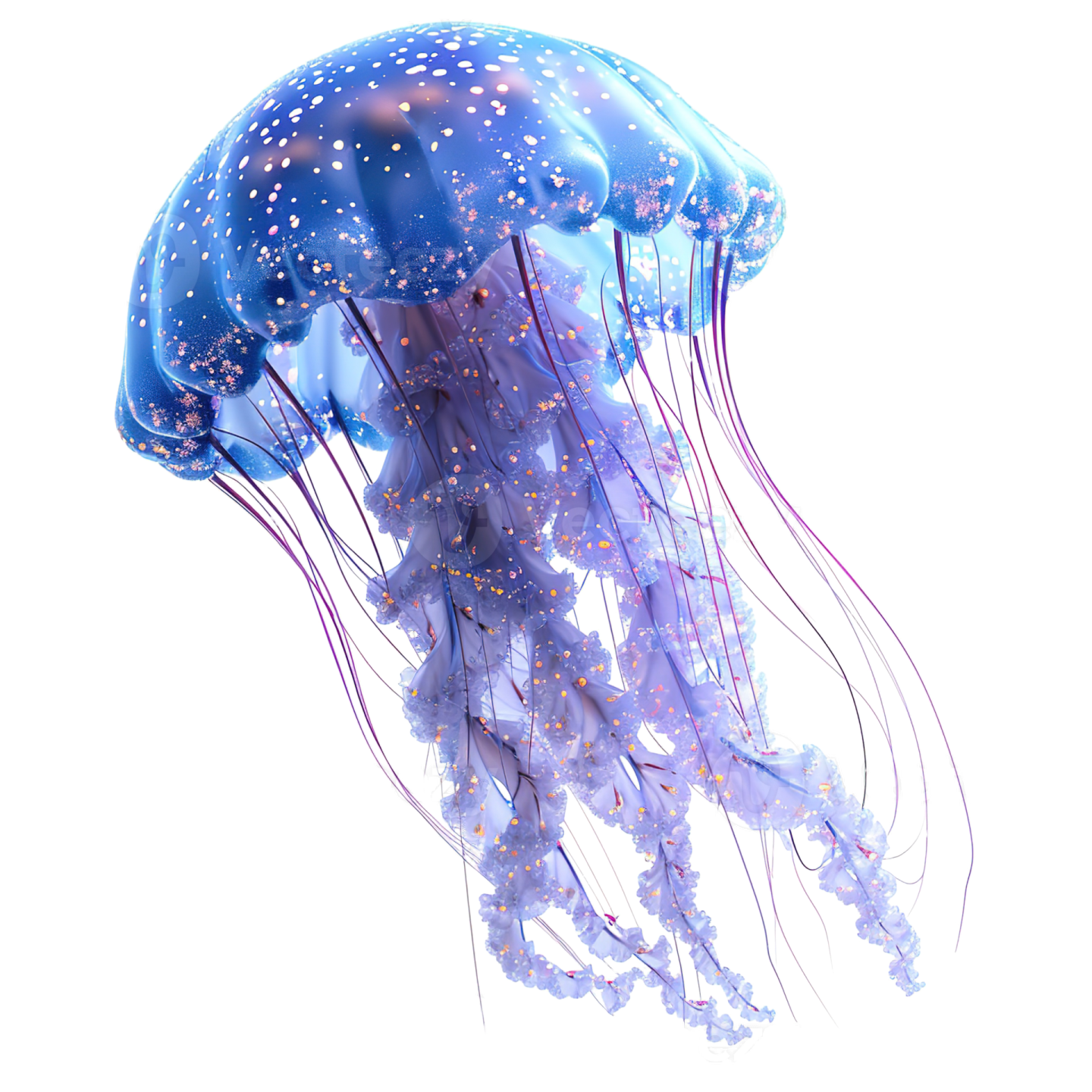 a blue jellyfish swimming in the ocean