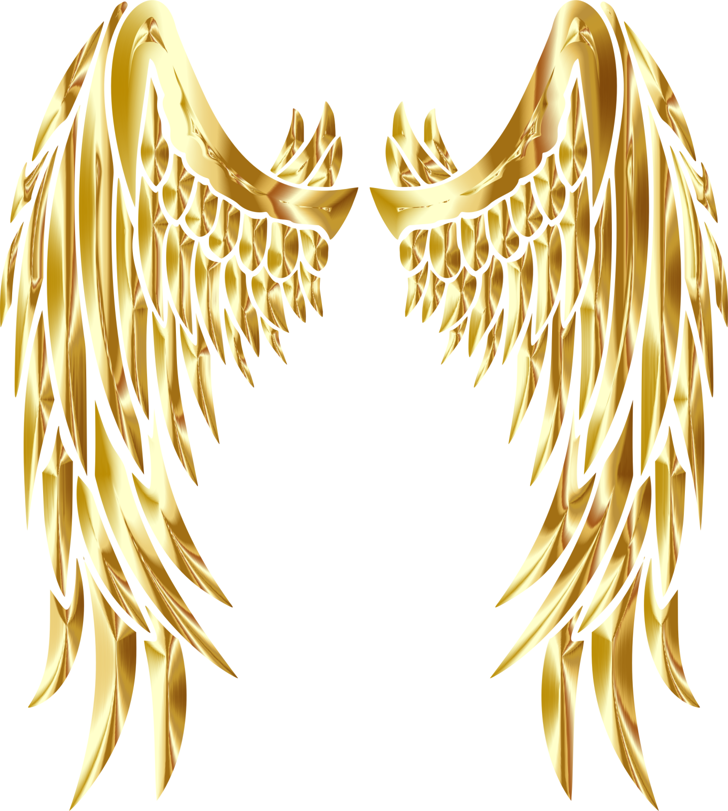 a pair of gold angel wings