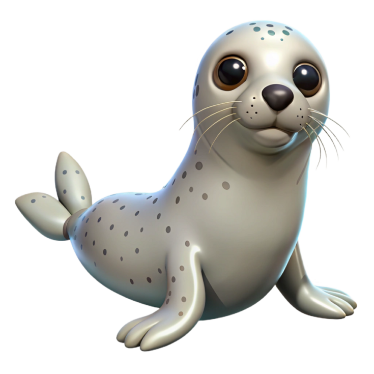 a cartoon seal seal is sitting on the ground