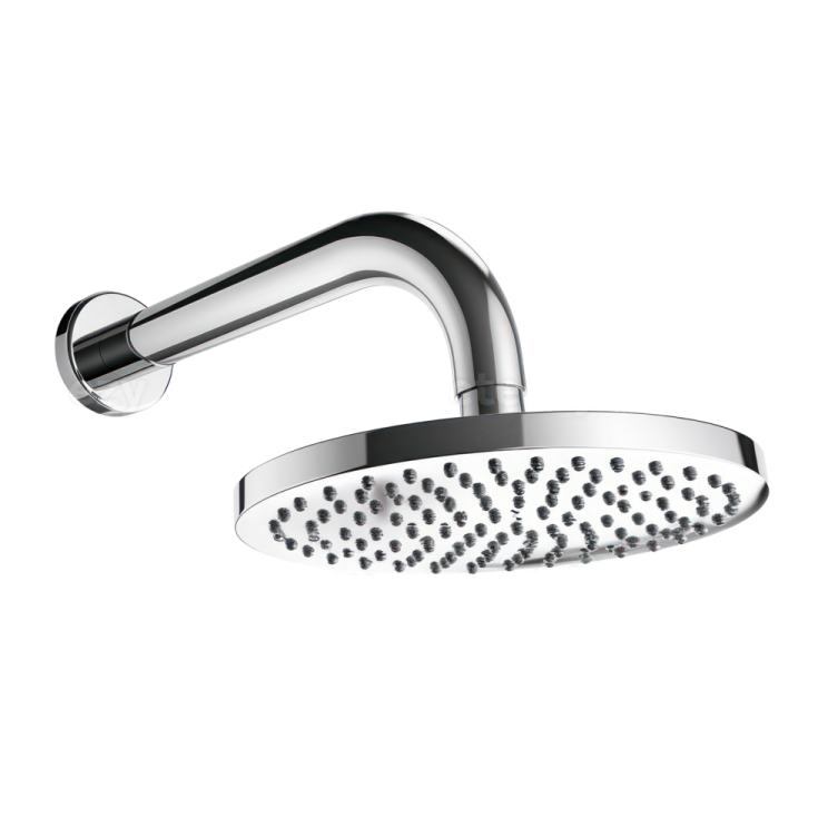 an image of a chrome finish shower head