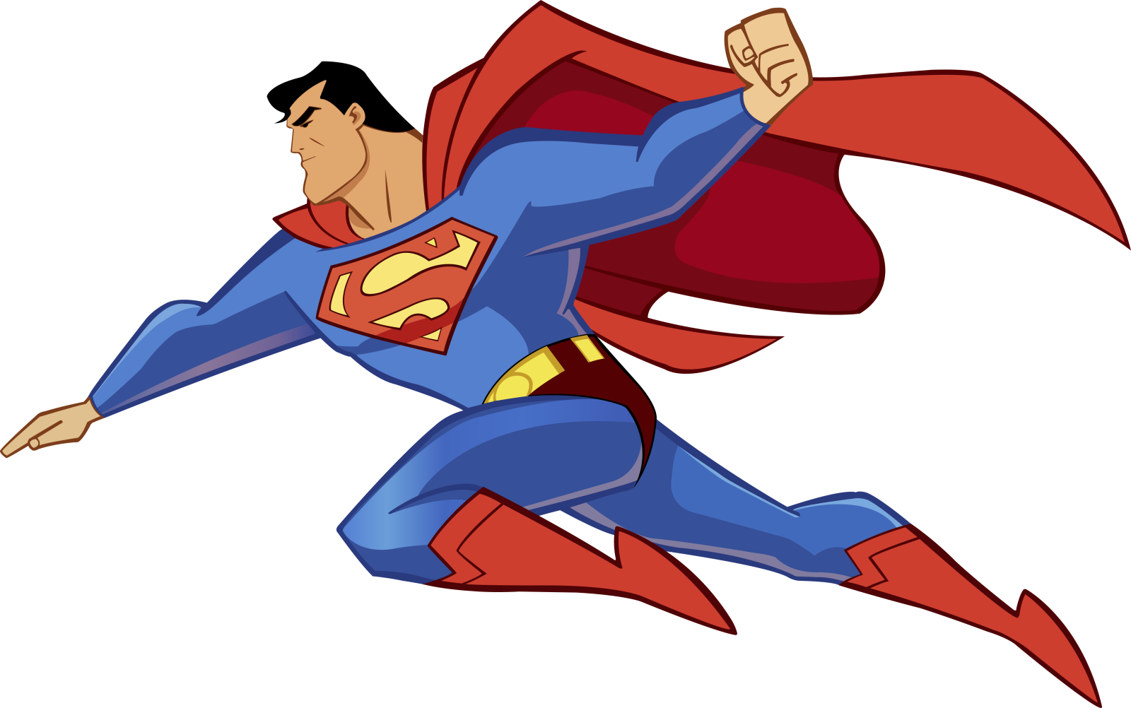 a cartoon superman flying in the air