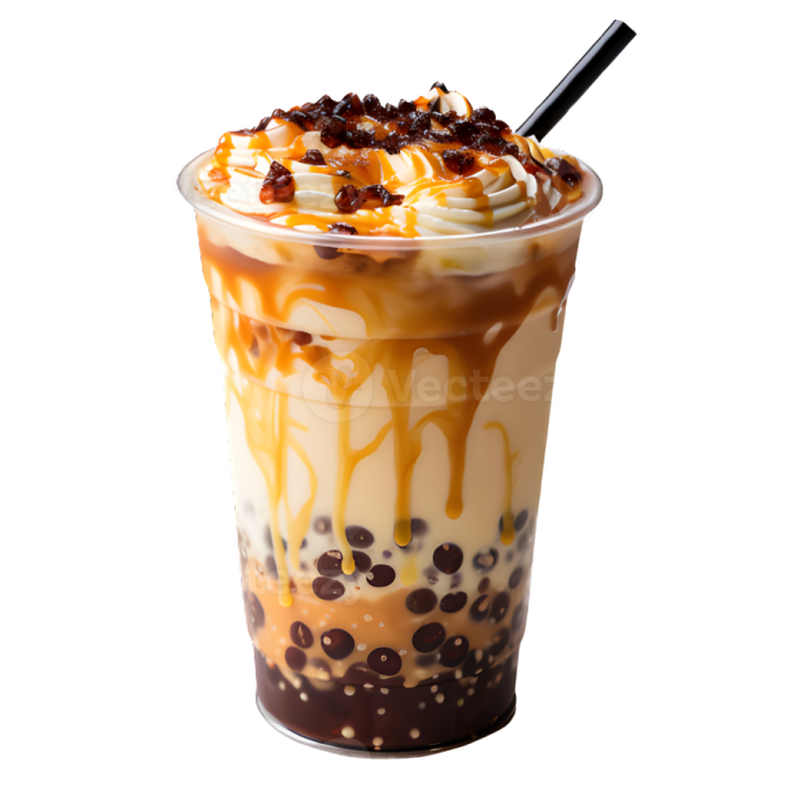 a cup filled with ice and topped with chocolate