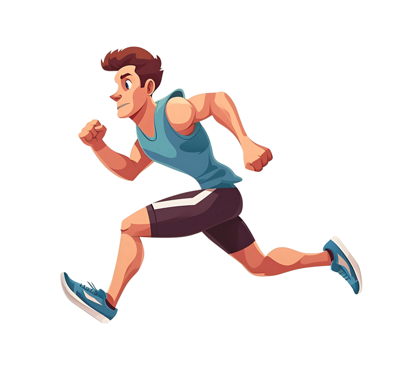 a man running on a white background