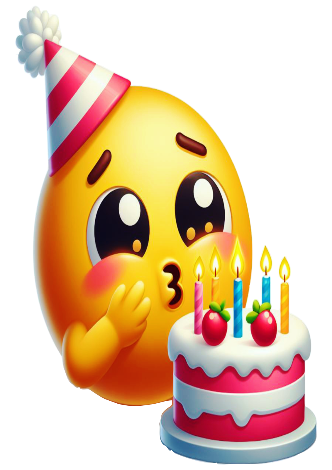 a smiley face with a birthday cake and candles