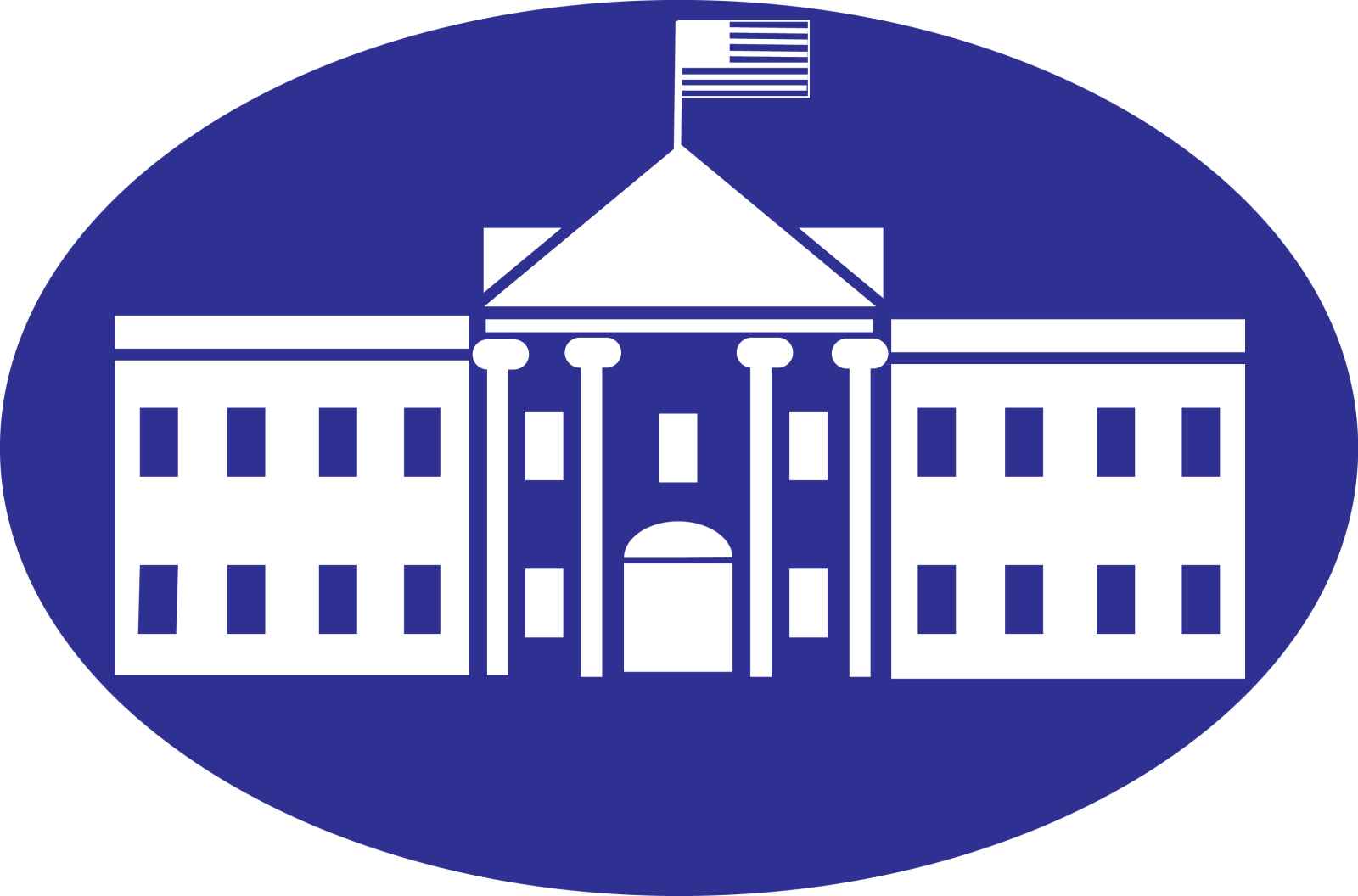 a blue circle with an image of the white house