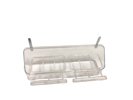 a clear plastic box with two compartments