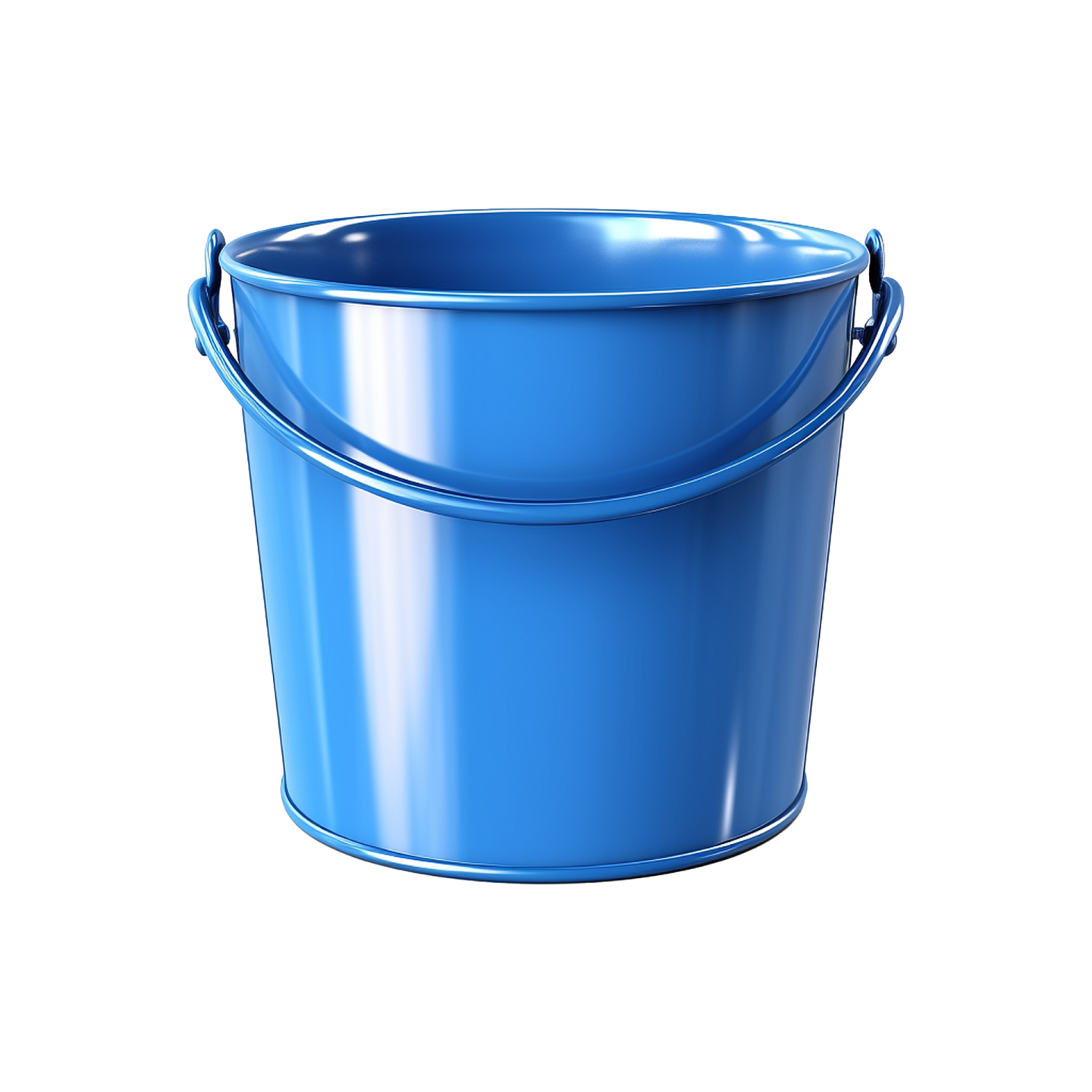 a blue bucket with a handle