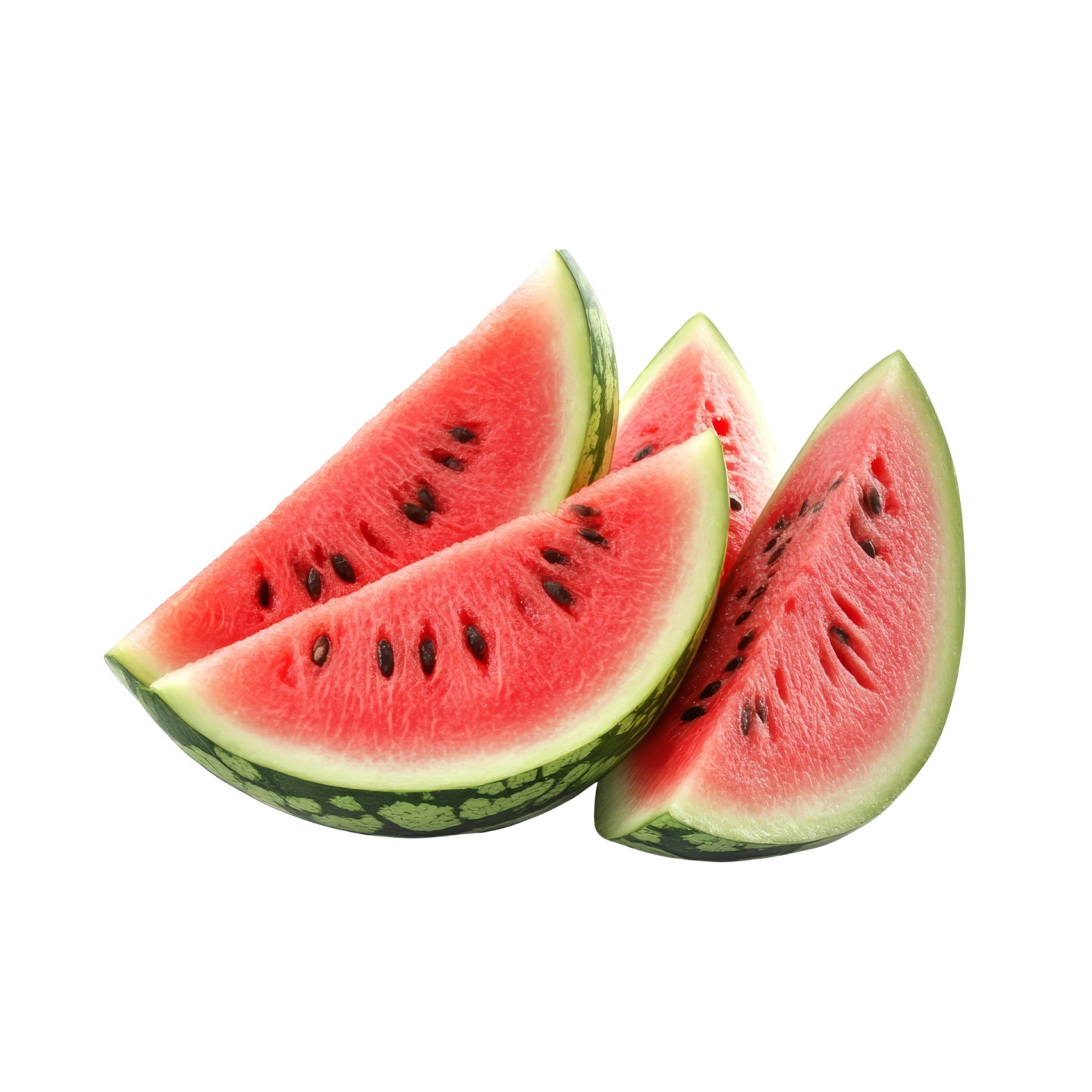 two slices of watermelon on a white background